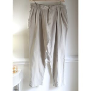Tommy Bahama Relax Mens 38 Pleated 100% Silk Pants Khaki Beige Relaxed Trousers